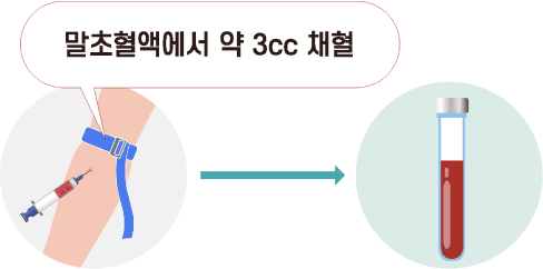 말초혈액에서 약 3cc 채혈